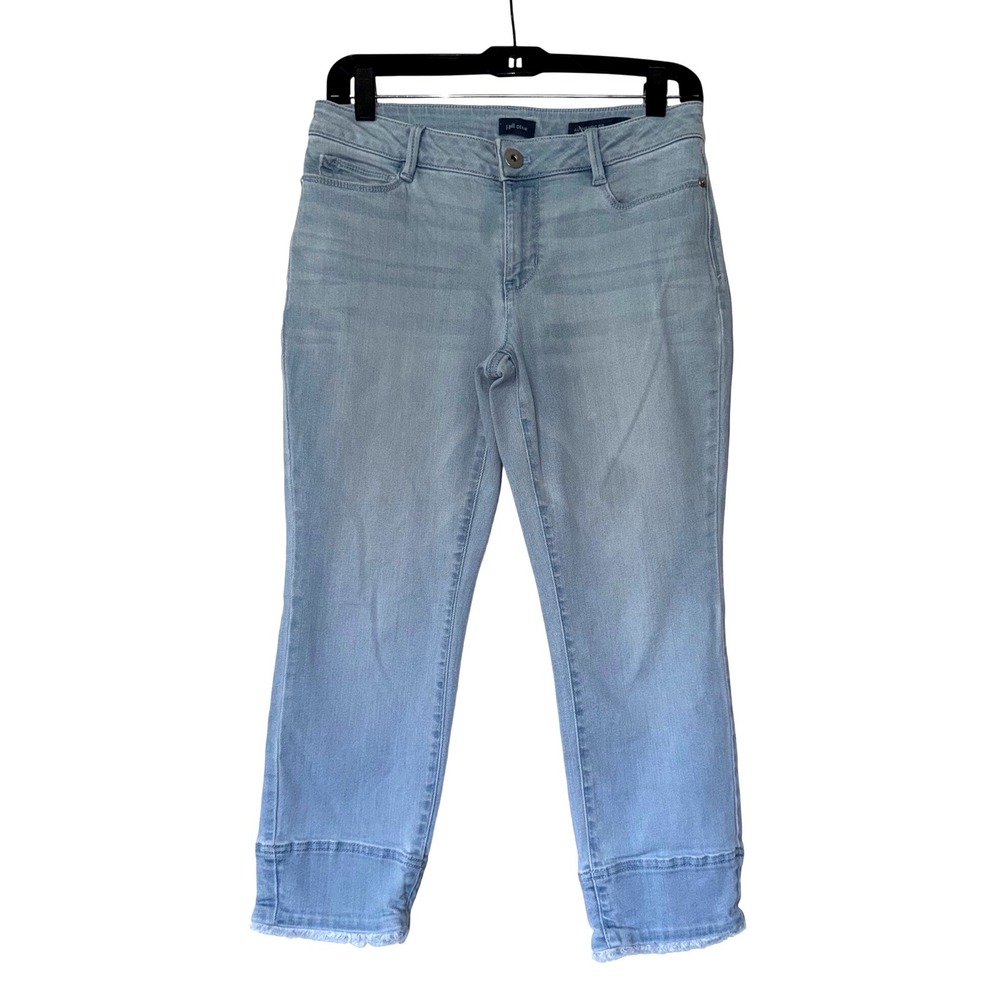 J.Jill Denim Authentic Fit Cropped Jeans Light Wash Blue 4 Petite Frayed Hem
